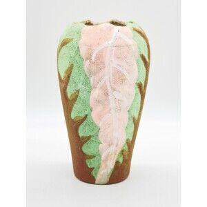 Sand Art Tan Pink Green White Vase Made In Vietnam 7” Tall
